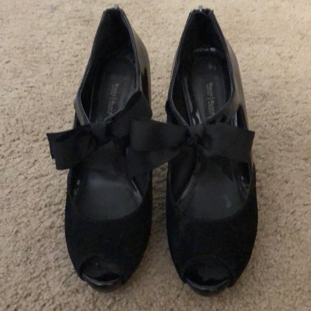 WHBM Suede and Patten Leather Peep Toe Pump - Picture 2 of 5
